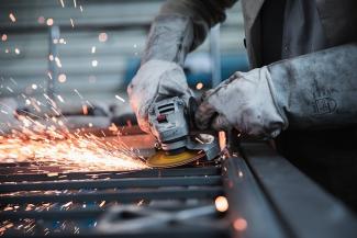 man using grinder